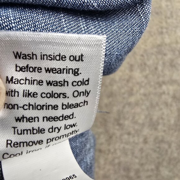 Lauren Conrad Womens Chambray Blue Tie-Neck Lightweight Short Sleeve Blouse - Picture 5 of 7